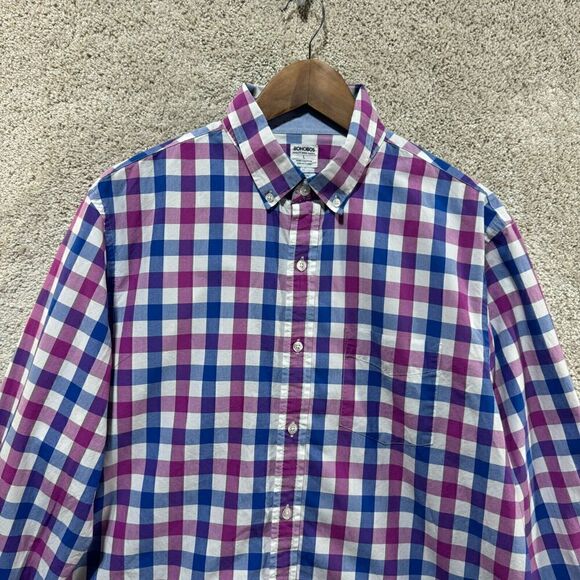 Bonobos Standard Fit Shirt Men's Large Blue Purple Check Button Down Long Sleeve - Picture 2 of 11